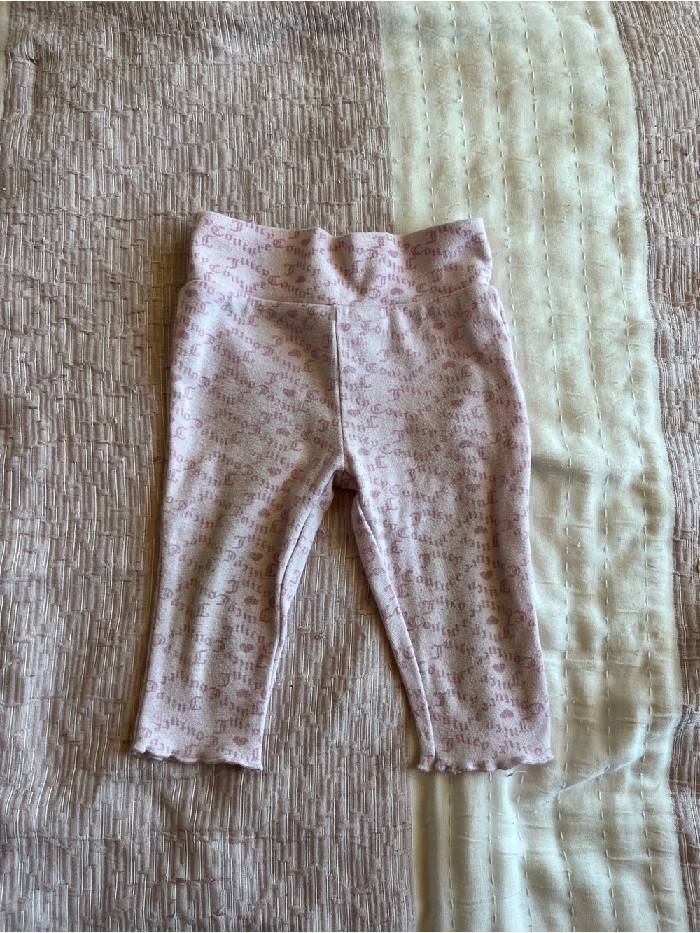 Y2K 2000s Juicy Couture Light Pink fold over Leggings Baby Girl 6/9M